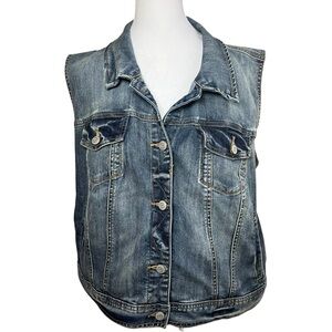 Maurice’s 2X Plus SZ 2 Stretch Denim Vest Pockets Stretch Western Edgy Layering